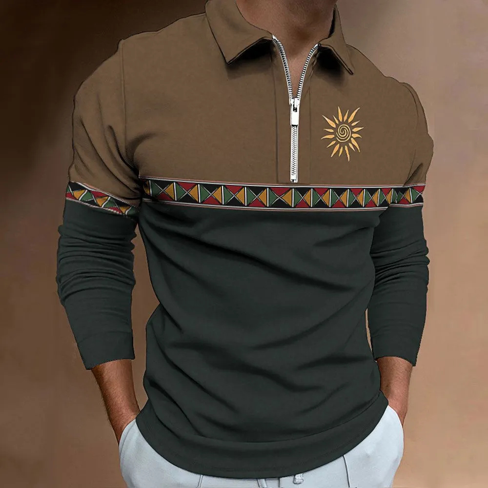 Golf Equipment Rental - Herenpoloshirts Retro Color Blocking Print Mode